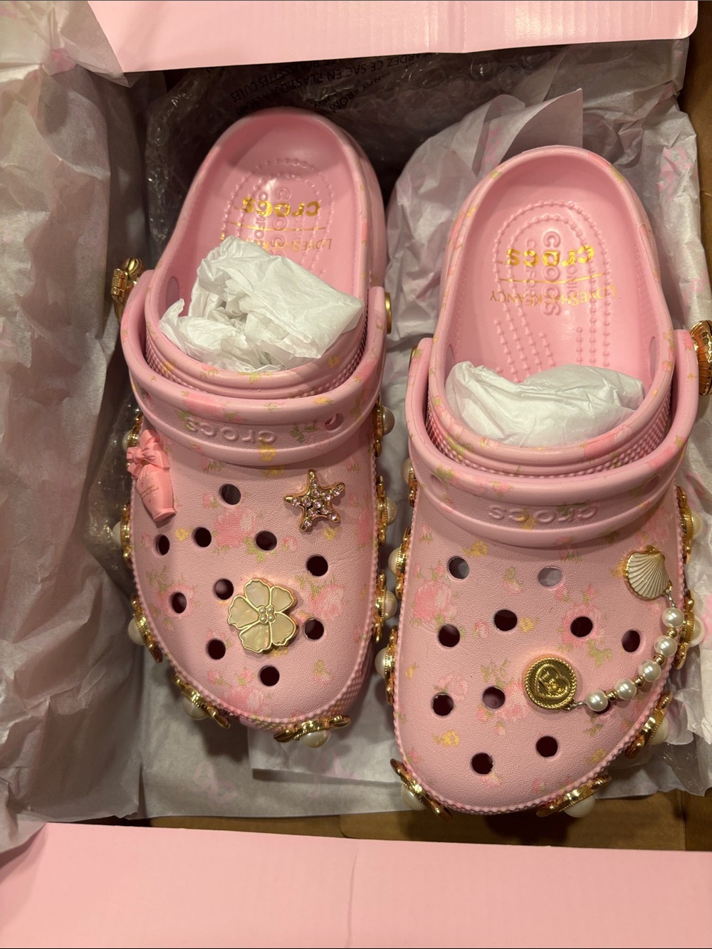 🐚💕Limited Edition LoveShackFancy Pink Pearl-Embellished Clogs - Picture 8 of 10